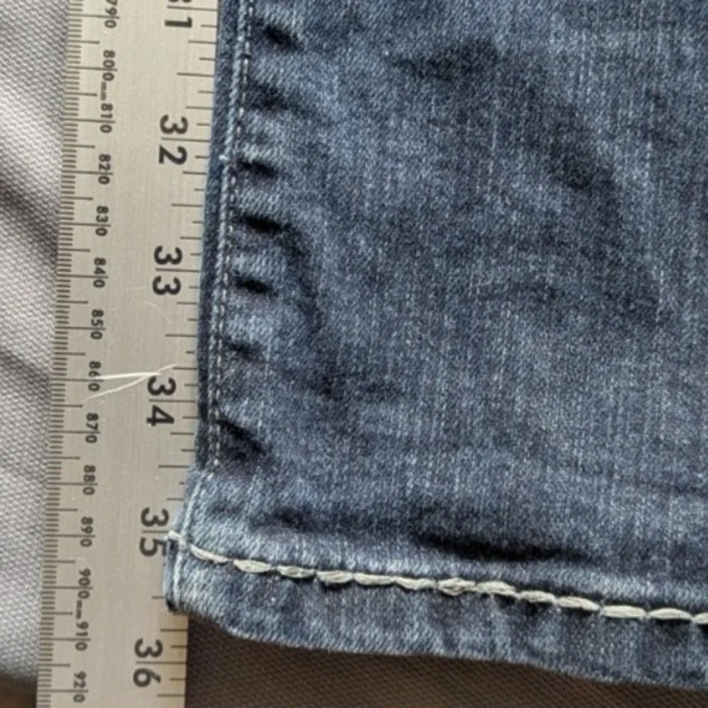Wrangler Rock 47 Denim Blue Jeans 34x36 Men's Slim Fit Boot Cut